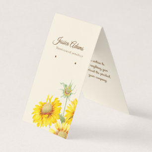 Rustic Yellow Sunflower Watercolor Earring Display