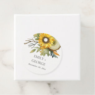 RUSTIC YELLOW SUNFLOWER WATERCOLOR FLORAL WEDDING FAVOUR TAGS