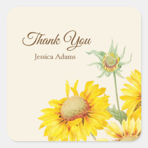 Rustic Yellow Sunflower Watercolor Sticker
