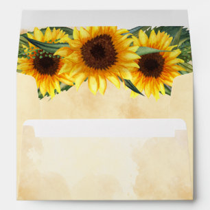 Rustic Yellow Sunflowers Greenery Envelope