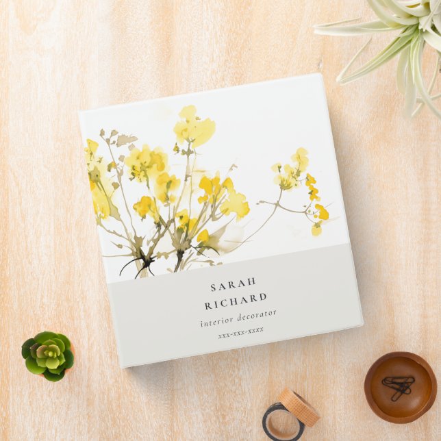 Rustic Yellow Wildflower Boho Floral Business Binder (In Situ)