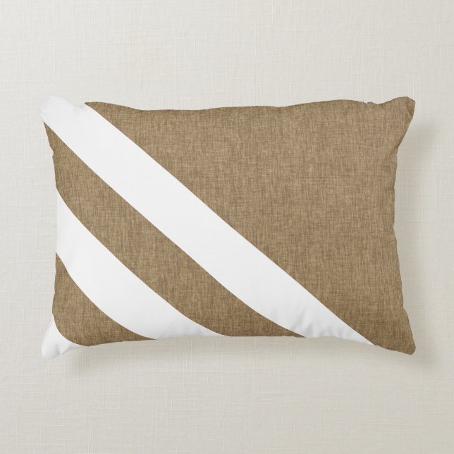 Rustic Yet Modern Faux Burlap White Stripes Accent Pillow (Front)