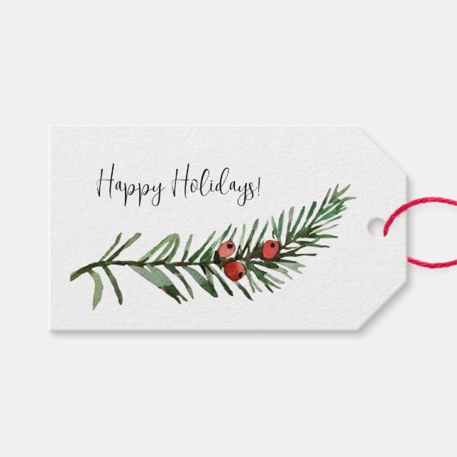 Rustic Yew tree branch gift tag (Front (Horizontal))