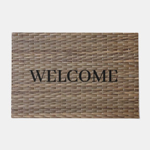 Rustic Zen Tatami Print Straw Woven Custom Doormat