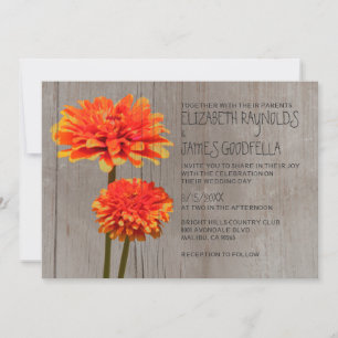 Rustic Zinnia Wedding Invitations