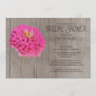 Rustic Zinnias Bridal Shower Invitations