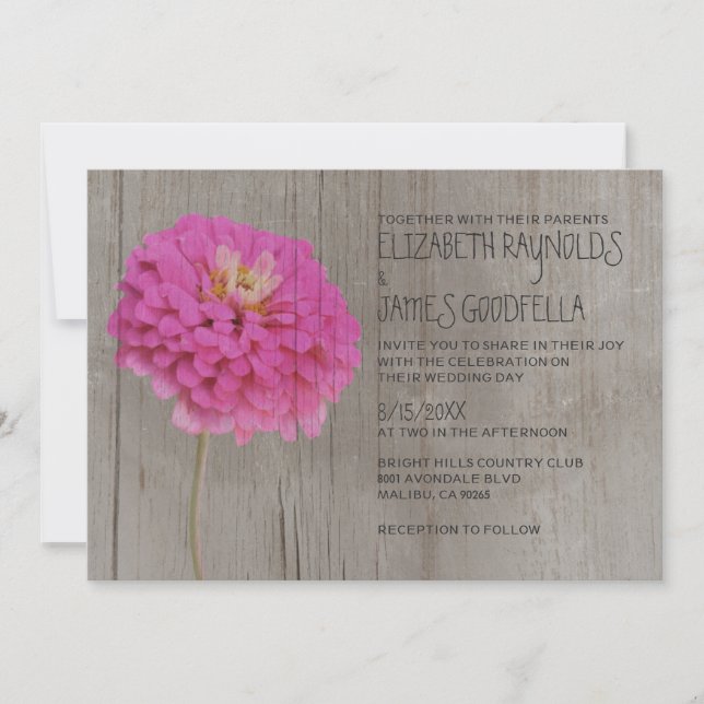 Rustic Zinnias Wedding Invitations (Front)