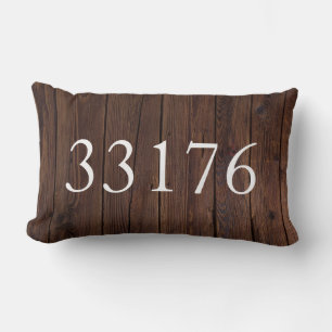 Rustic Zip Code for the Just Married Couple Lumbar Pillow