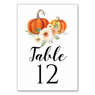 Rustica Pumpkin Table Cards Wedding Table Numbers