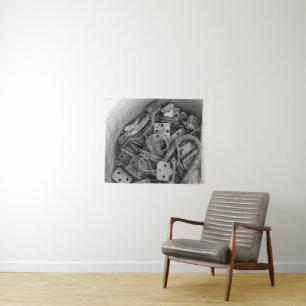 Rusting Away Black and White Tapestry