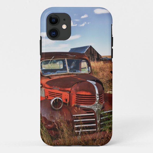 Rusting orange Dodge truck with abandoned farm Case-Mate iPhone Case (Back)