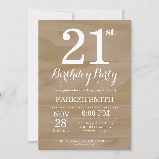 Rustique 21ème anniversaire Invitation (Devant)