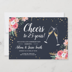 Rustique 25e anniversaire Mariage Invitation Flora