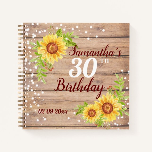 Rustique 30e anniversaire Floral Sunflower Livre d (Devant)