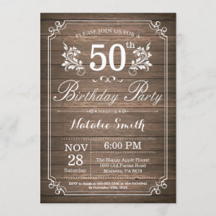 Rustique 50e anniversaire Invitation Floral