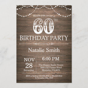 Rustique 60e anniversaire Invitation String lumièr