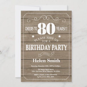 Rustique 80e anniversaire Invitation