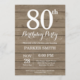 Rustique 80e anniversaire Invitation