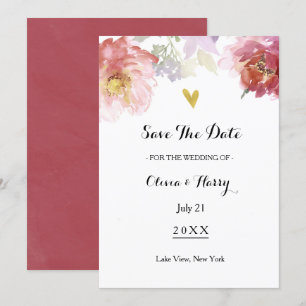 Rustique Aquarelle Floral Enregistrer la carte Dat