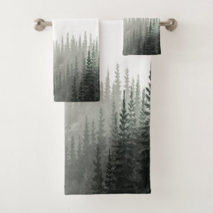 Rustique Aquarelle Pine Forêt Monogramme