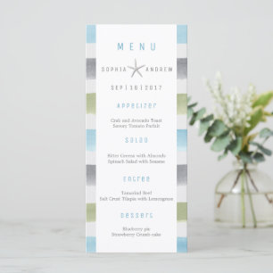 Rustique aquarelle rayures plage menu mariage