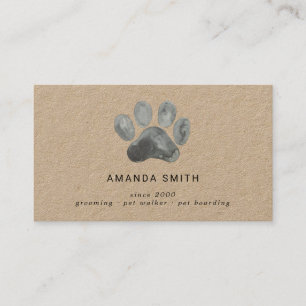 Rustique aquarelle symbole de patte kraft carte de