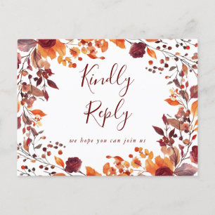 Rustique Automne Chanson Demande RSVP Carte Postal