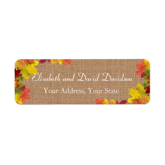 Rustique Automne laisse Burlap Mariage personnalis (Devant)