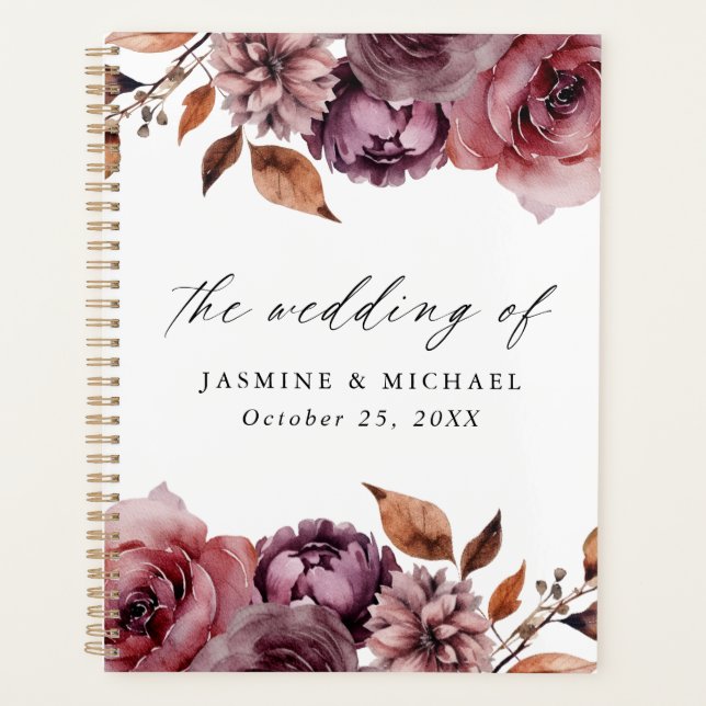 Rustique Automne Marsala Floral Mariage (Devant)