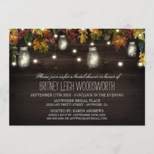 Rustique Automne Mason Jar Invitations de douche n