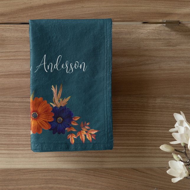 Rustique Automne Orange Navy Bleu Floral (Créateur téléchargé)