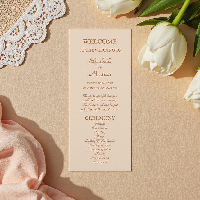 Rustique Beige Terra Cotta Programme de mariage d' (Créateur téléchargé)