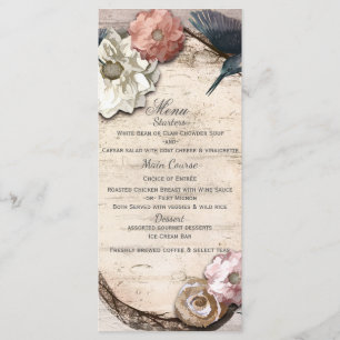 Rustique Blanc Birch Floral & Hummingbird Menu