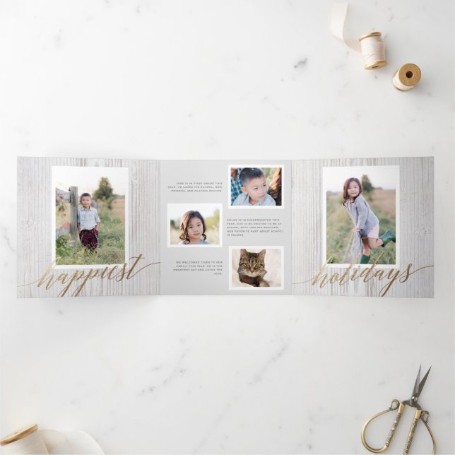 Rustique blanc Laver bois Tri-fold Carte photo de  (Intérieur)