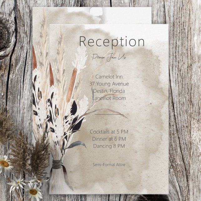 Rustique Boho Bouquet Carte Réception moderne (Créateur téléchargé)