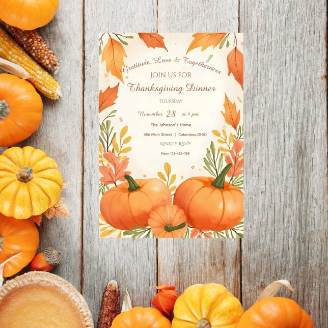Rustique Boho Cosy Automne Thanksgiving Invitation (Créateur téléchargé)