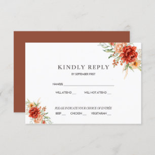 Rustique Boho Floral Mariage RSVP Invitation