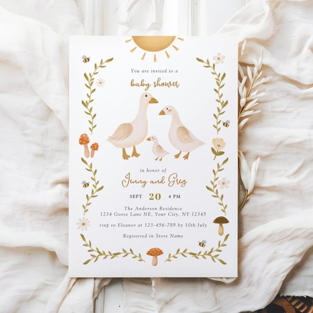 Rustique Boho Goose Baby shower Invitation (Créateur téléchargé)