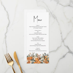 Rustique Boho Mariage Automne Hiver Carte Menu