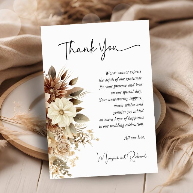 Rustique Boho Neutre Floral Mariage Carte de remer (Créateur téléchargé)