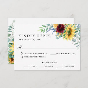 Rustique Boho Sunflowers Mariage RSVP