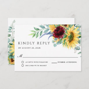 Rustique Boho Sunflowers Mariage RSVP