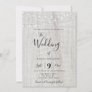 Rustique Boho Wood String éclaire les invitations 