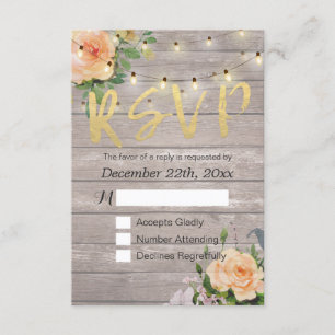 Rustique Bois Floral String Lumière Mariage RSVP R