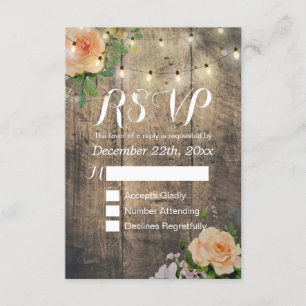 Rustique Bois Floral String Lumière Mariage RSVP R