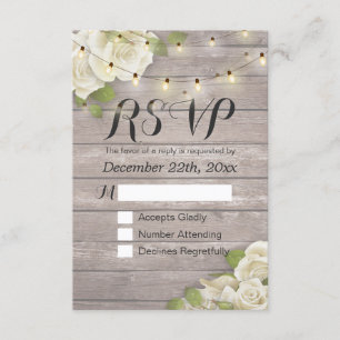 Rustique Bois Floral String Lumière Mariage RSVP R