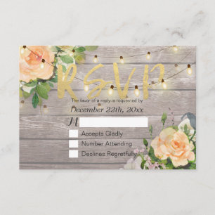 Rustique Bois Floral String Lumière Mariage RSVP R