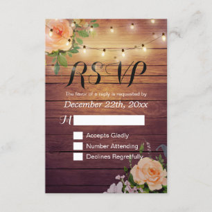 Rustique Bois Floral String Lumière Mariage RSVP R