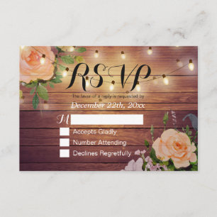 Rustique Bois Floral String Lumière Mariage RSVP R
