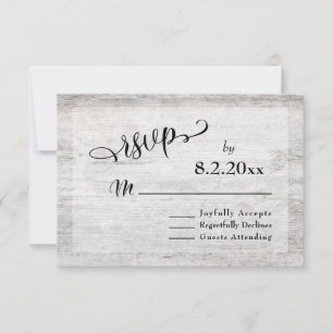 Rustique Bois Gris Élégant Mariage RSVP